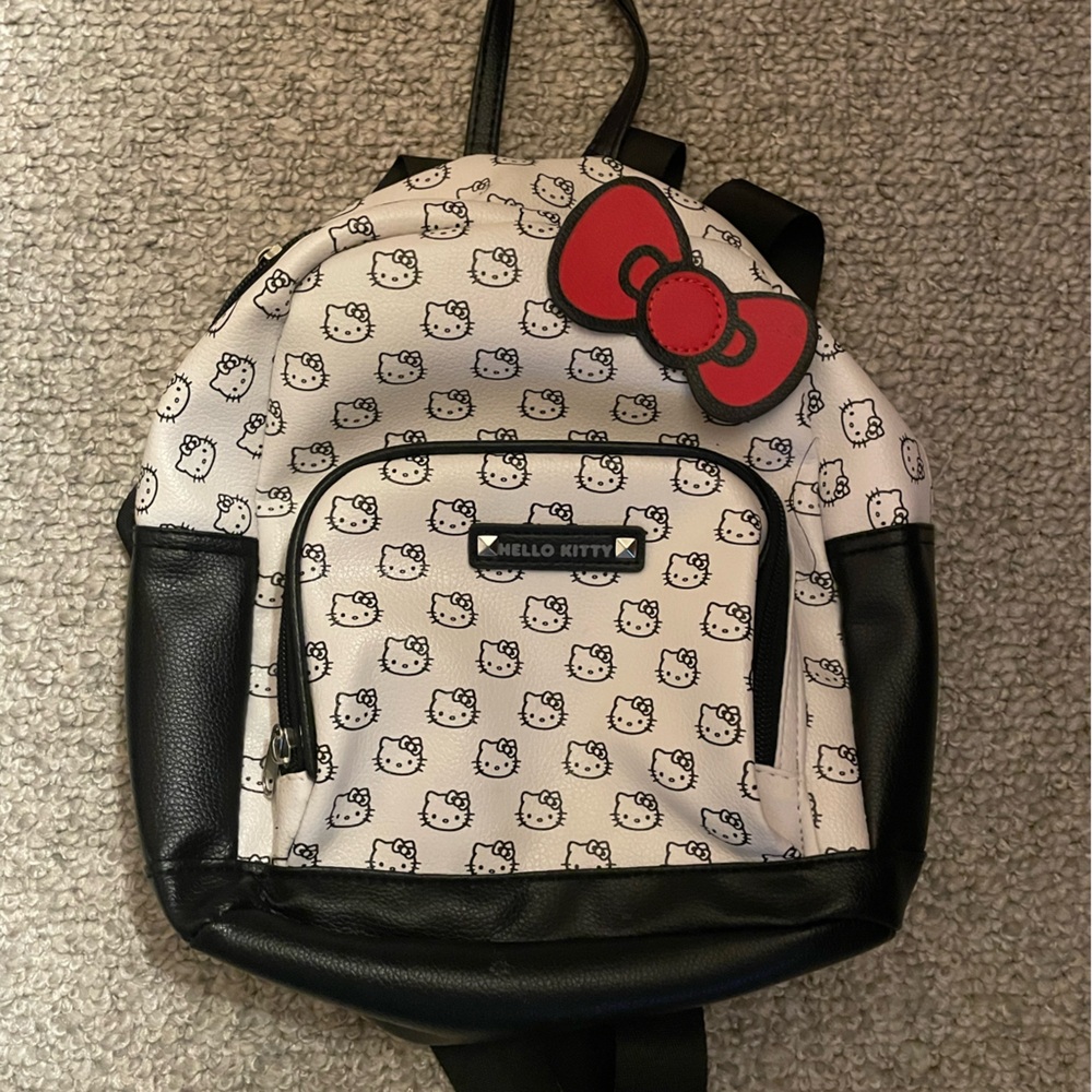 Hello Kitty Black and White Backpack with Red Bow